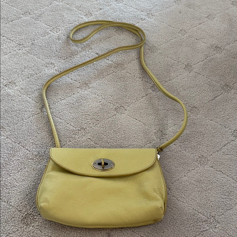 Yellow/Lime Green Leather Crossbody Bag